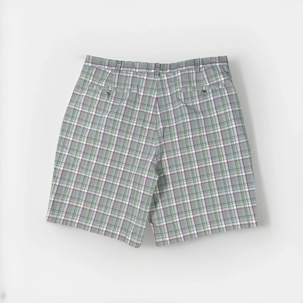 Gold Label Roundtree & Yorke Mens Chino Shorts Size 38 Plaid‎ Golf Tennis Cotton
